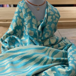 Палантин зеленый с золотом