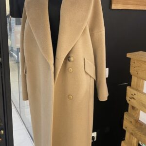 Пальто беж с отстрочкой Альпака